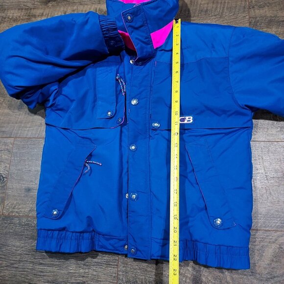Ski Jacket Vintage CB Sports 1980s Skiing Blue Puffy Hot Pink Outerwear Small - Picture 4 of 9